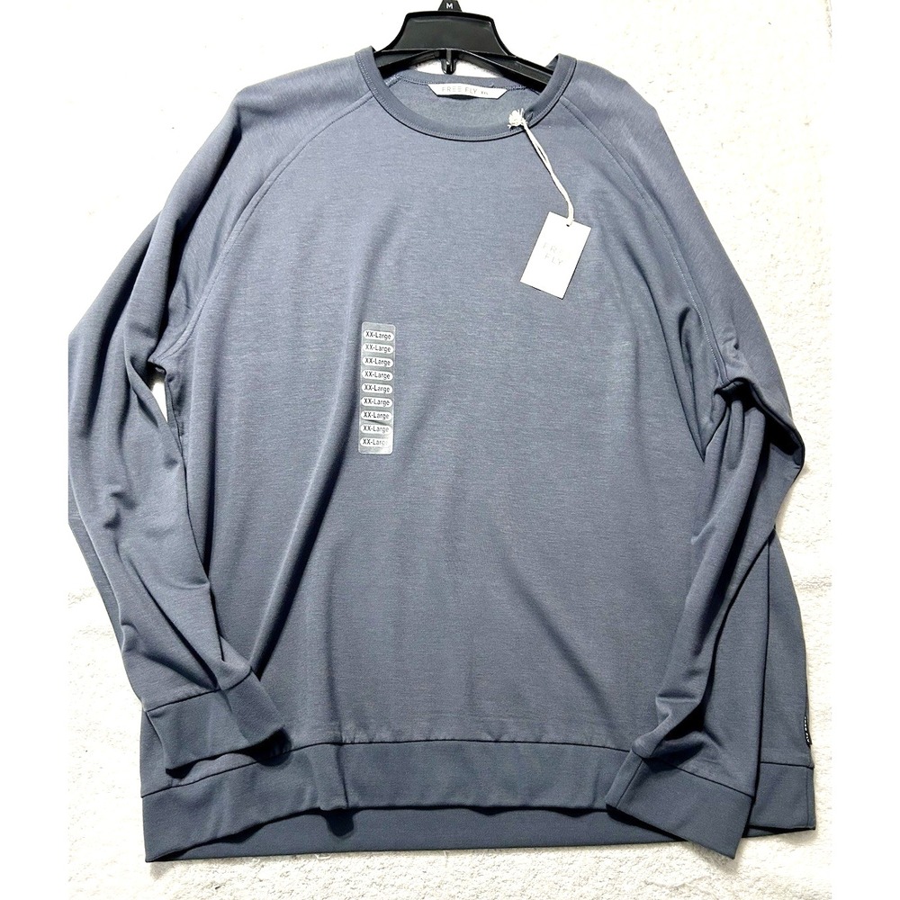 Free Fly Bamboo Crew Sweatshirt Mens 2XL Lightweight Fleece Storm Cloud (A7)